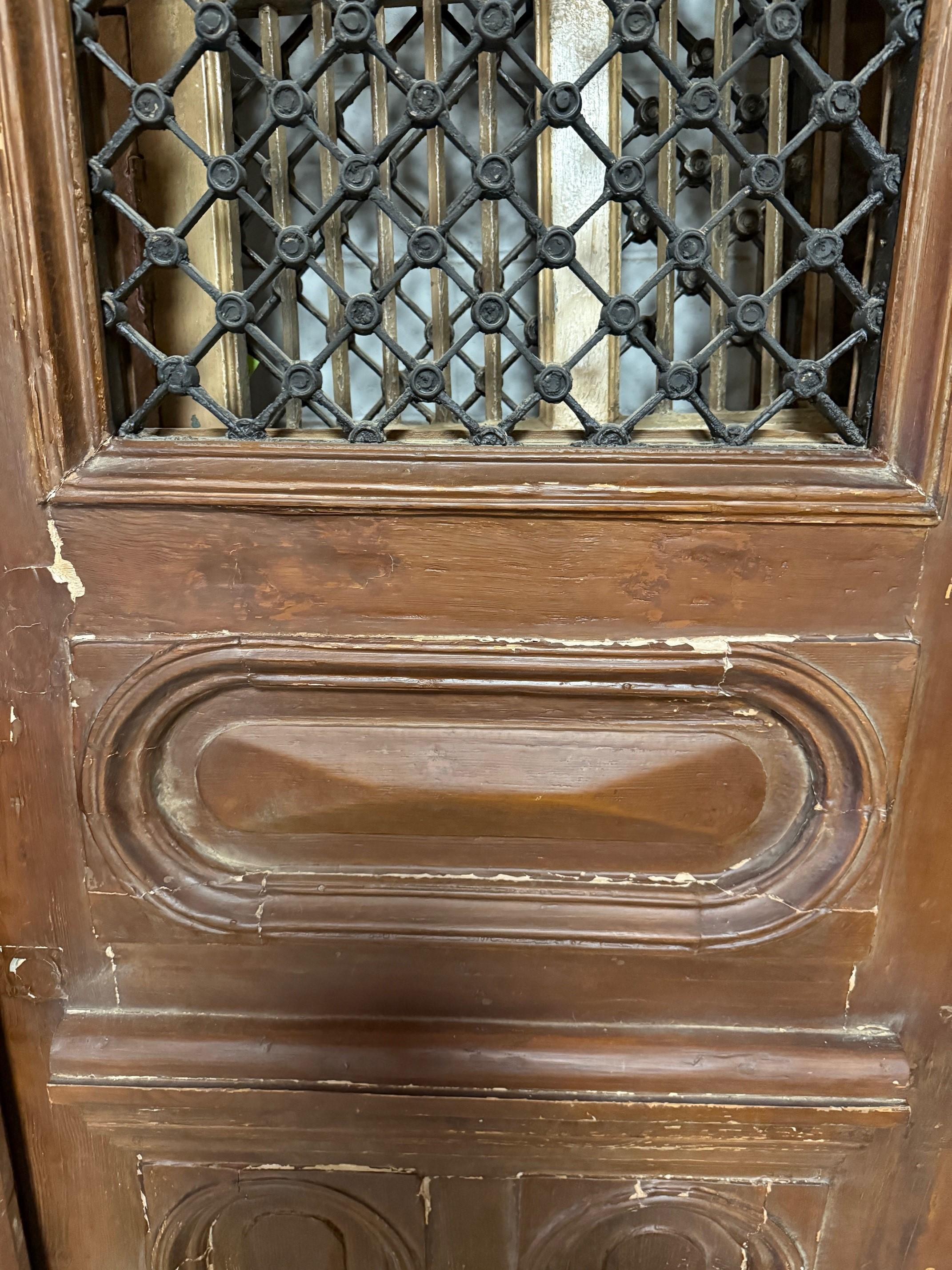 20th Century Oversize Pair of Egyptian Doors with Iron & Wood Panels For Sale 3