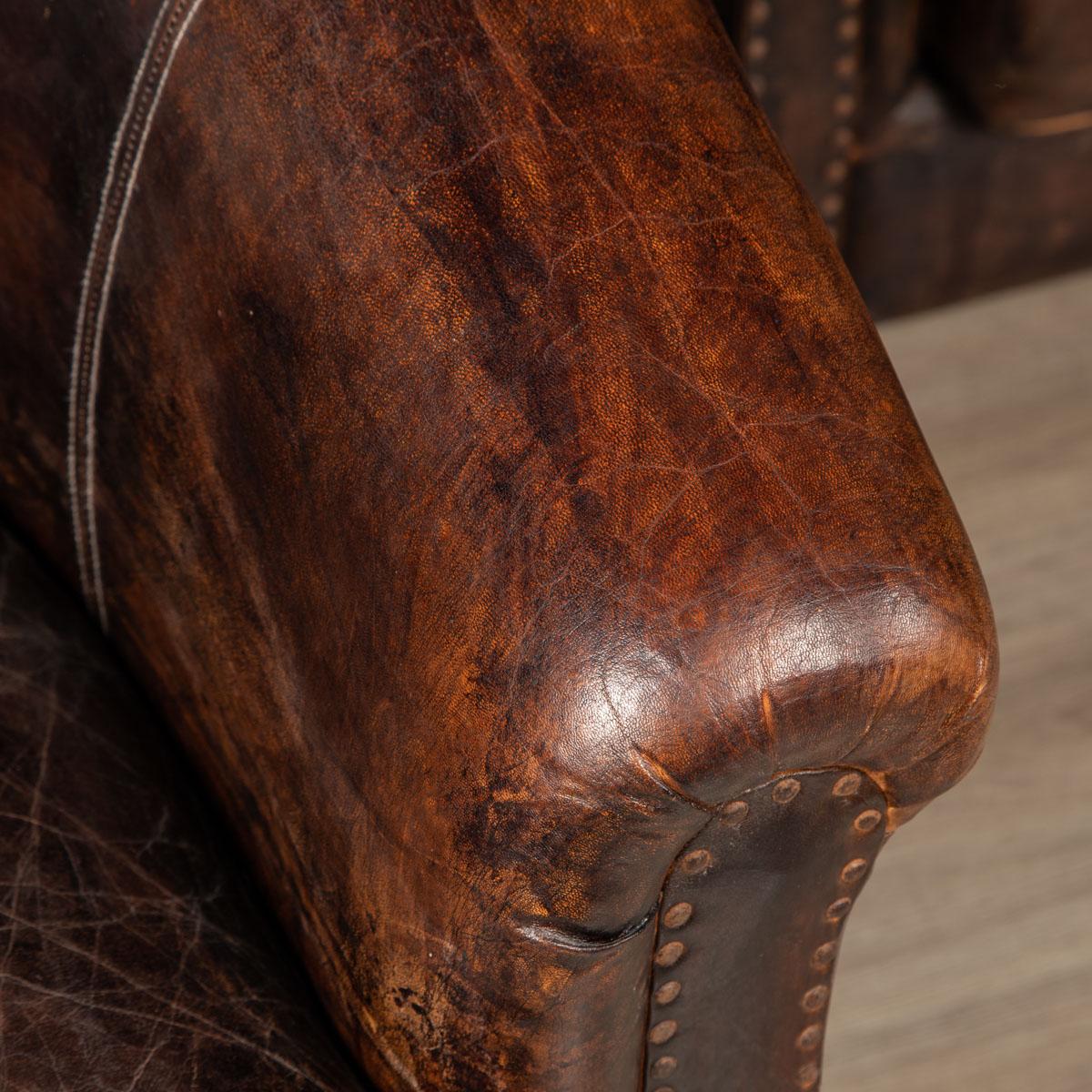 20th Century Oversized Dutch Sheepskin Leather Club Chairs 6