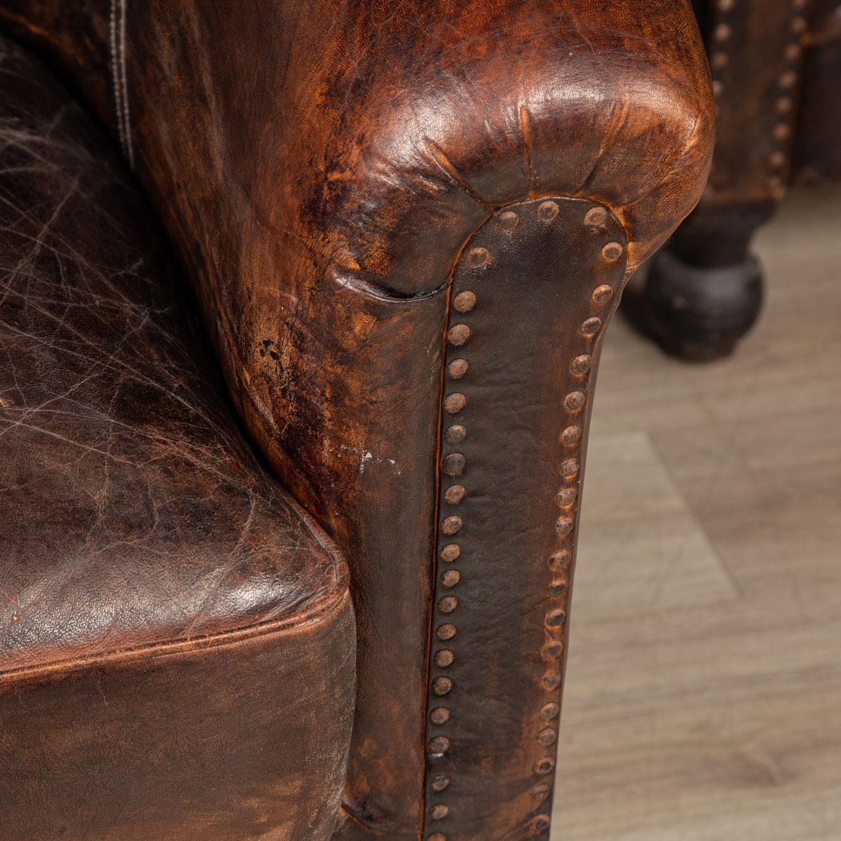 20th Century Oversized Dutch Sheepskin Leather Club Chairs 7