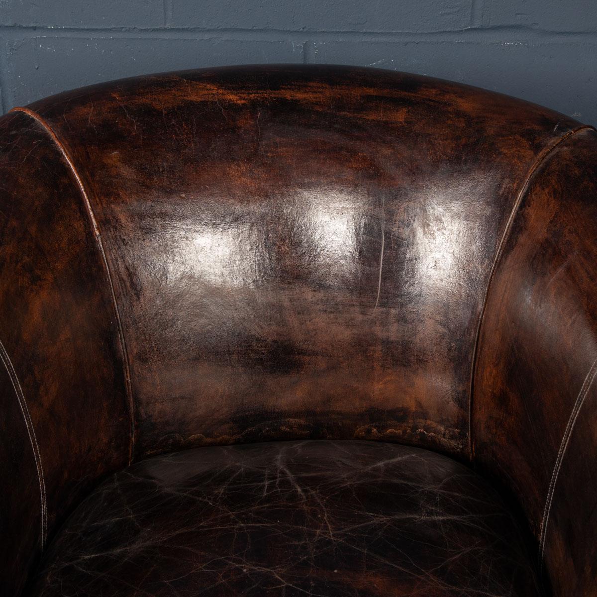 20th Century Oversized Dutch Sheepskin Leather Club Chairs 8