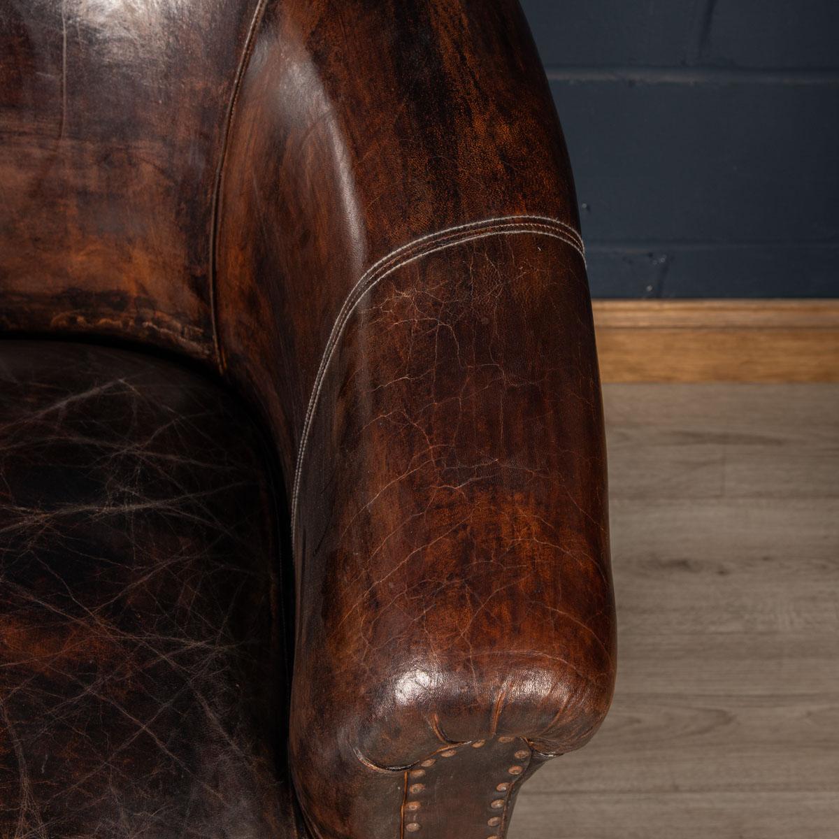 20th Century Oversized Dutch Sheepskin Leather Club Chairs 9
