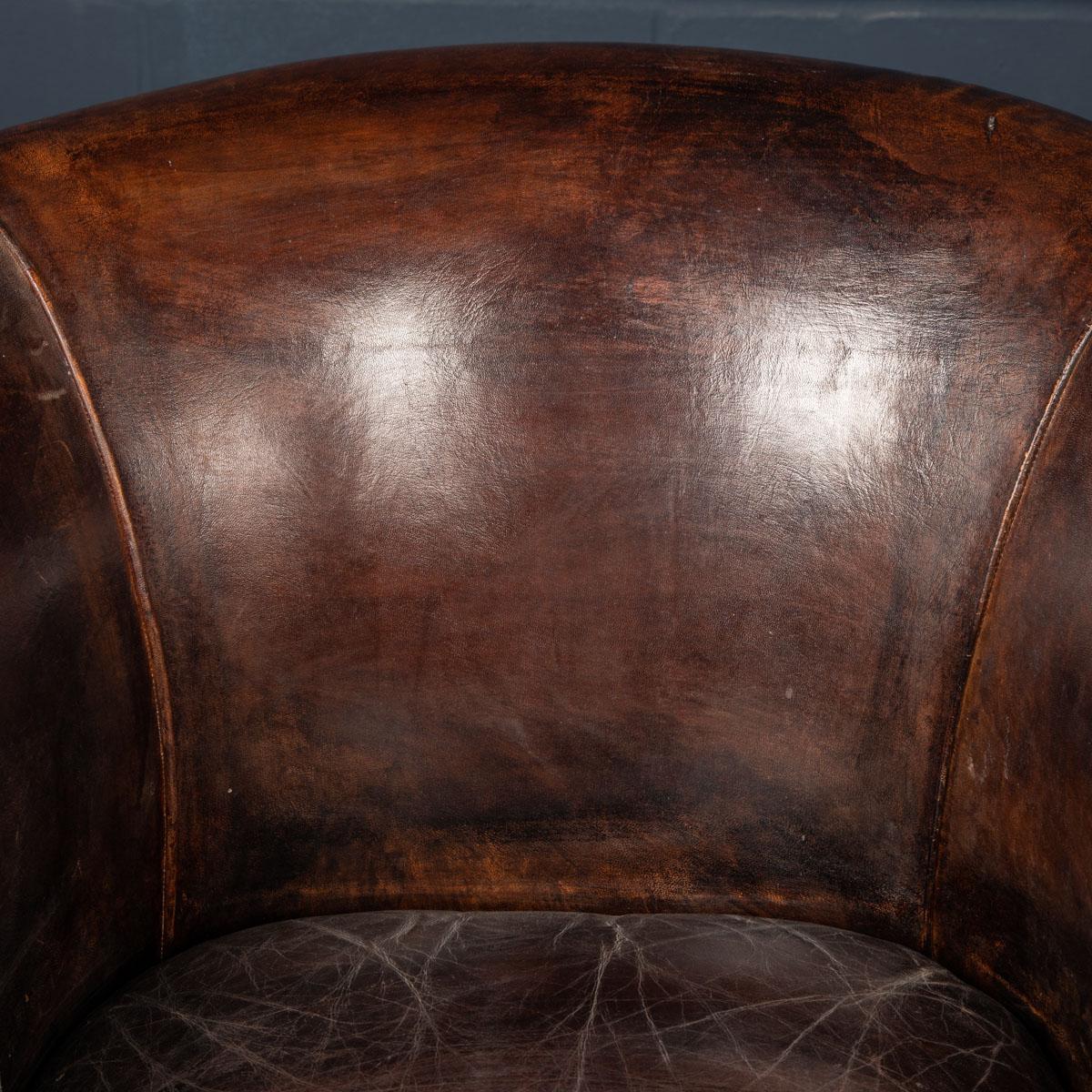 20th Century Oversized Dutch Sheepskin Leather Club Chairs 5
