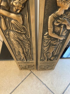 20th Century Paid Of Brass Fireplace Side Panels