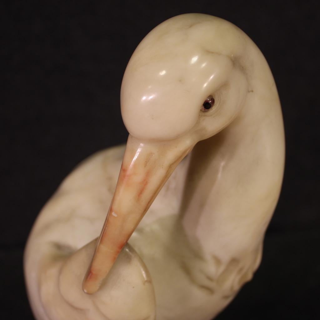 20th Century Painted Alabaster Italian Bird Heron Sculpture, 1950s For Sale 6