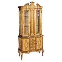 Vintage 20th Century Painted an Gold Wood Tuscan Showcase, 1960s