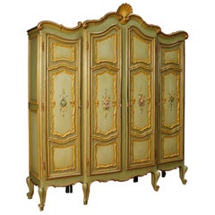 20th Century Painted and Gilded Wood Italian Wardrobe, 1970