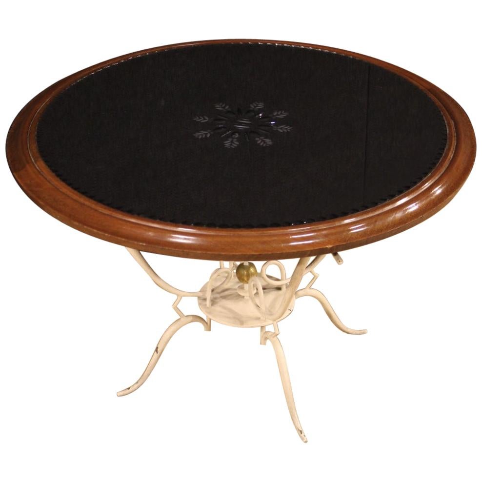 20th Century Painted and Gilt Metal French Design Round Coffee Table, 1960 For Sale