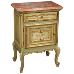 20th Century Painted and Gilt Wood with Marble-Top Italian Side Table, 1960