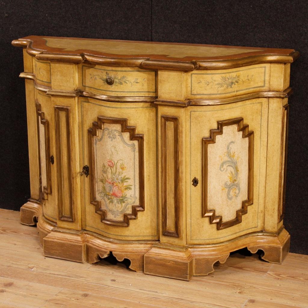 20th Century Painted and Giltwood Italian Sideboard, 1970 In Good Condition In Vicoforte, Piedmont