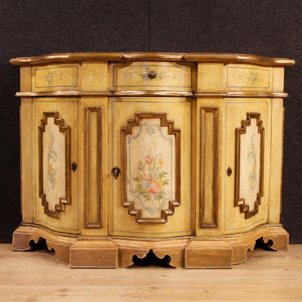 Wood 20th Century Painted and Giltwood Italian Sideboard, 1970