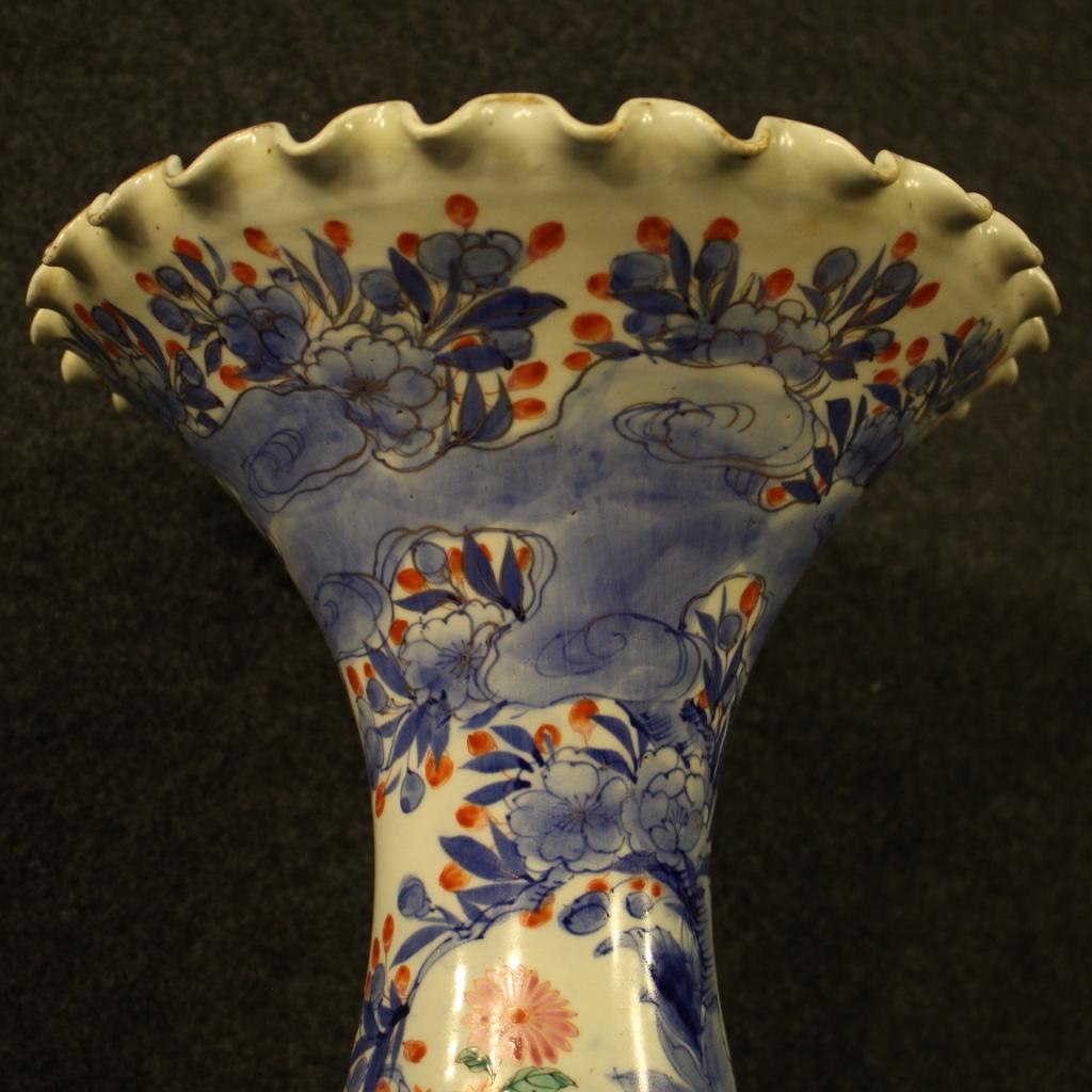 20th Century Painted and Glazed Ceramic Japanese Oriental Vase, 1920 For Sale 1