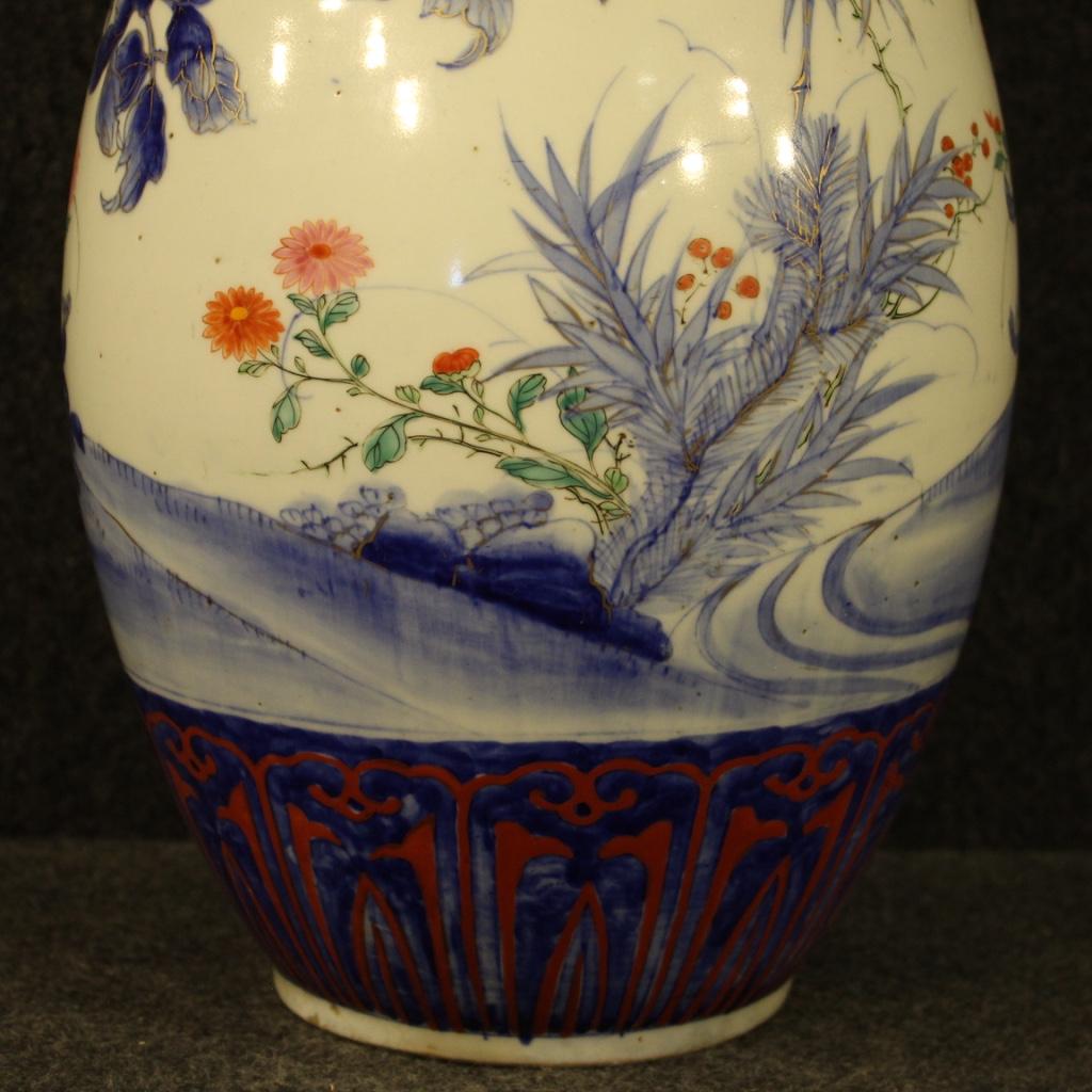 20th Century Painted and Glazed Ceramic Japanese Oriental Vase, 1920 For Sale 3