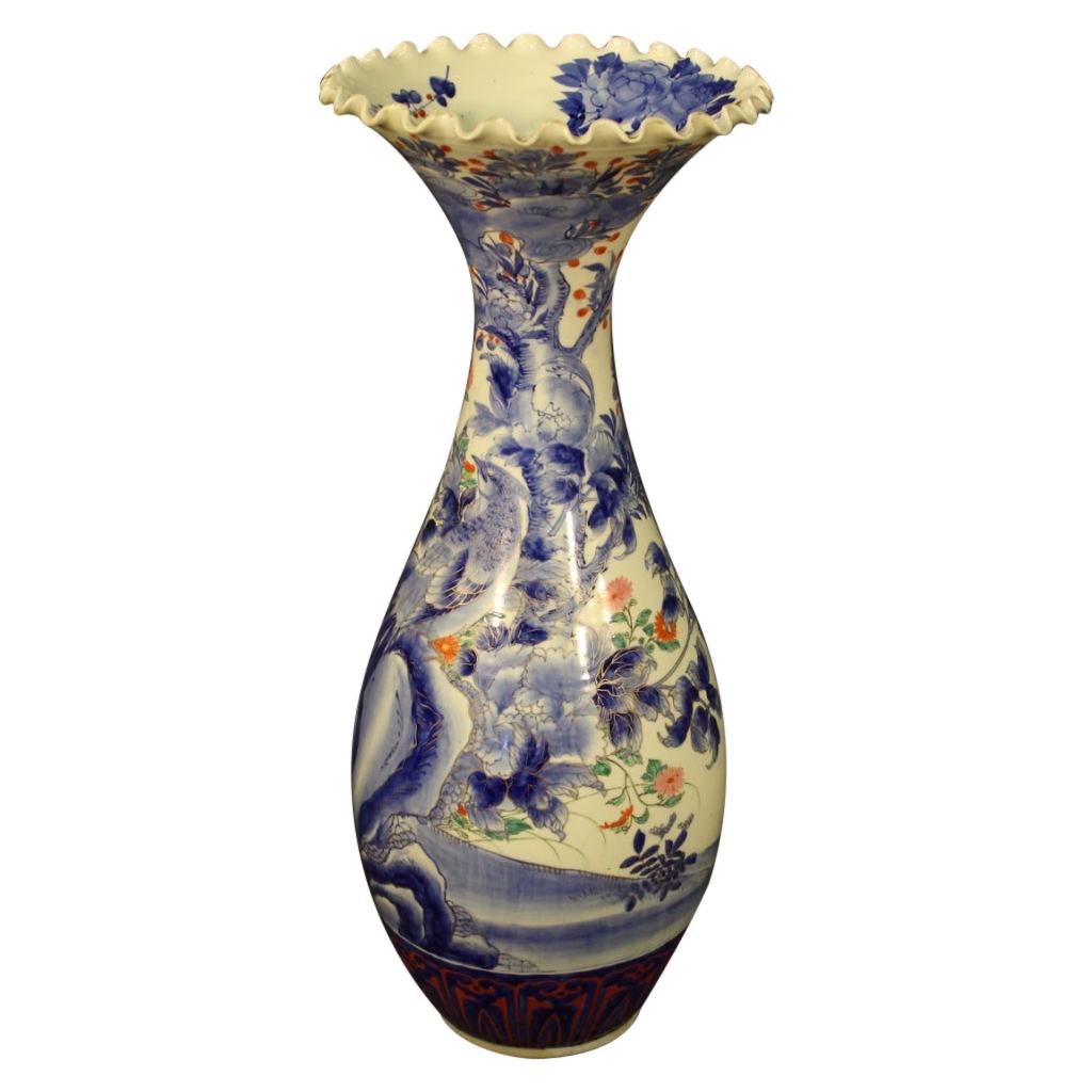 20th Century Painted and Glazed Ceramic Japanese Oriental Vase, 1920 For Sale