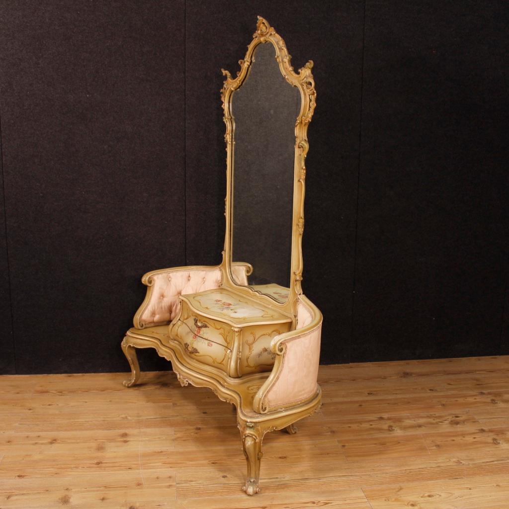 20th Century Painted and Lacquered Wood Venetian Cheval Mirror, 1950 2