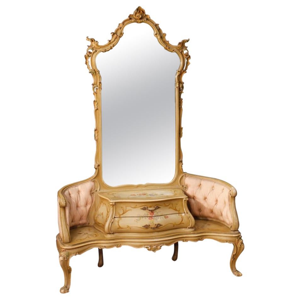 20th Century Painted and Lacquered Wood Venetian Cheval Mirror, 1950