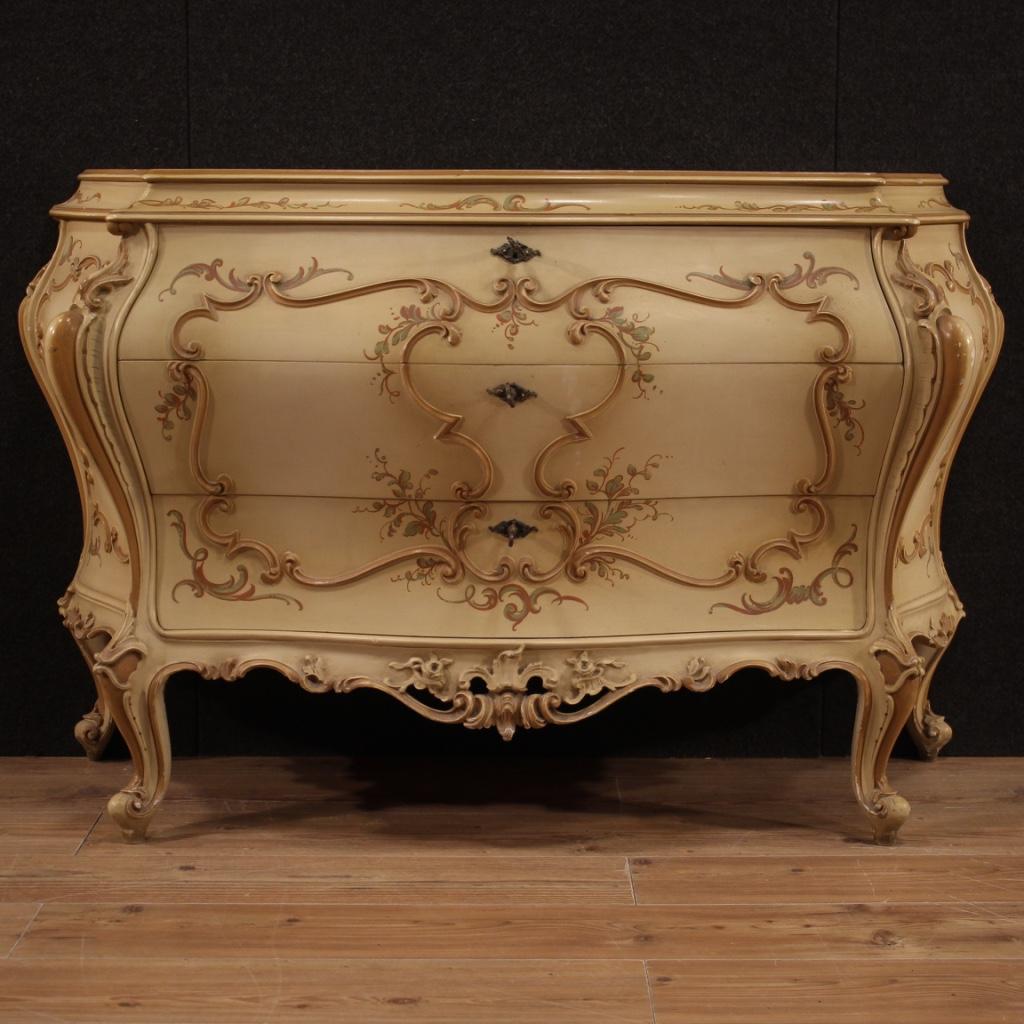 Italian 20th Century Painted and Lacquered Wood Venetian Commode, 1950