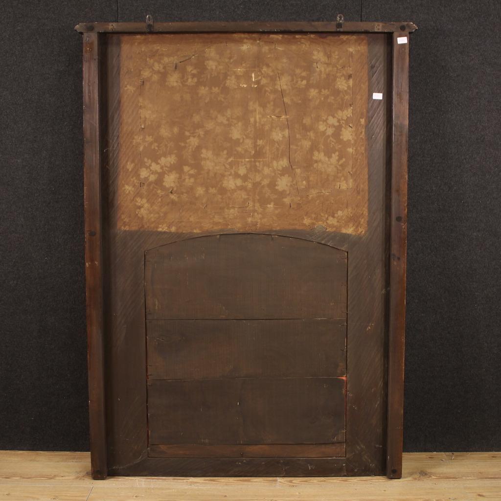 Mid-20th Century  20th Century Painted Beech and Walnut Wood Italian Mantelpiece Mirror, 1950s For Sale
