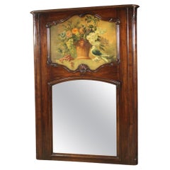 20th Century Painted Beech and Walnut Wood Italian Mantelpiece Mirror, 1950s