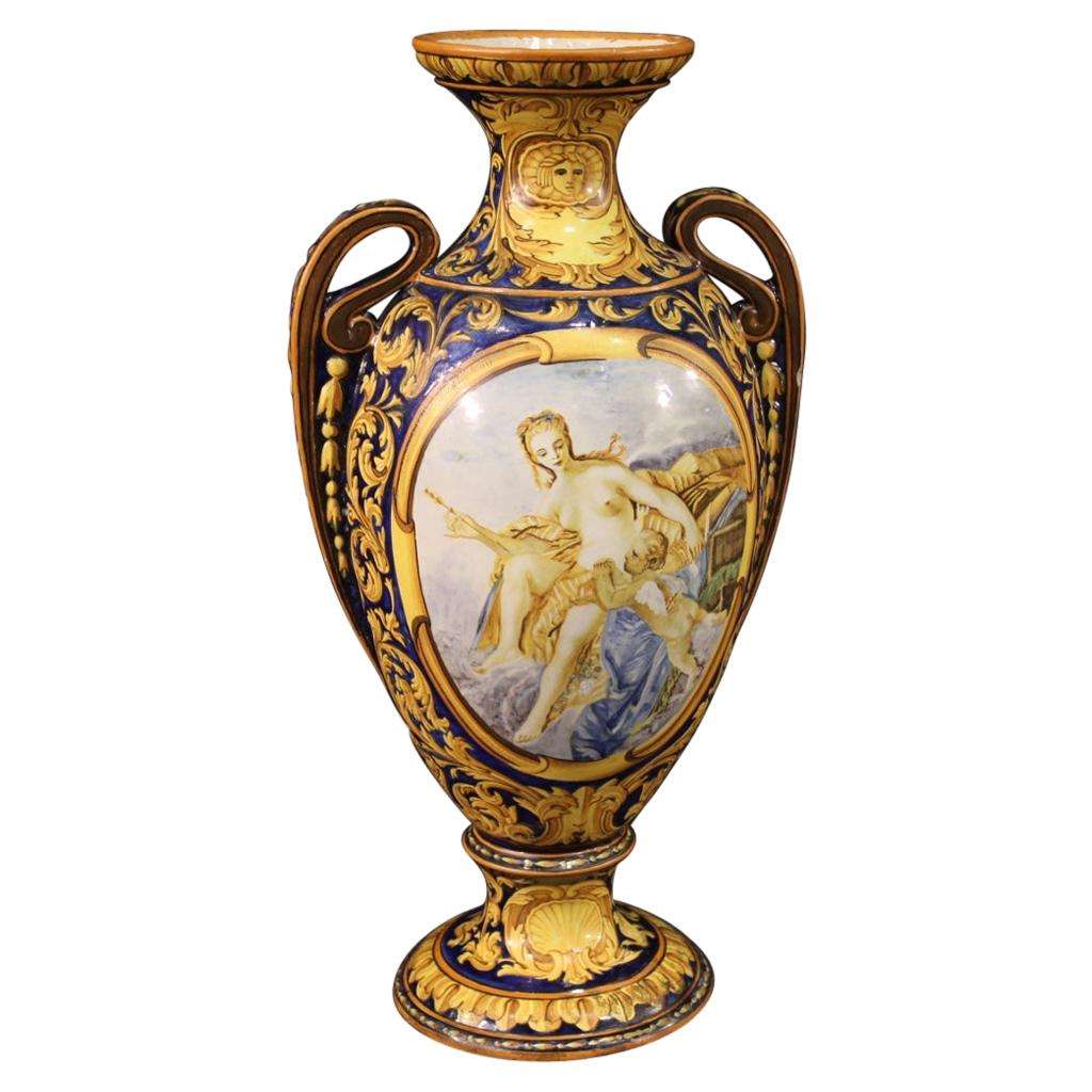 20th Century Painted Ceramic Italian Cup Vase, 1950