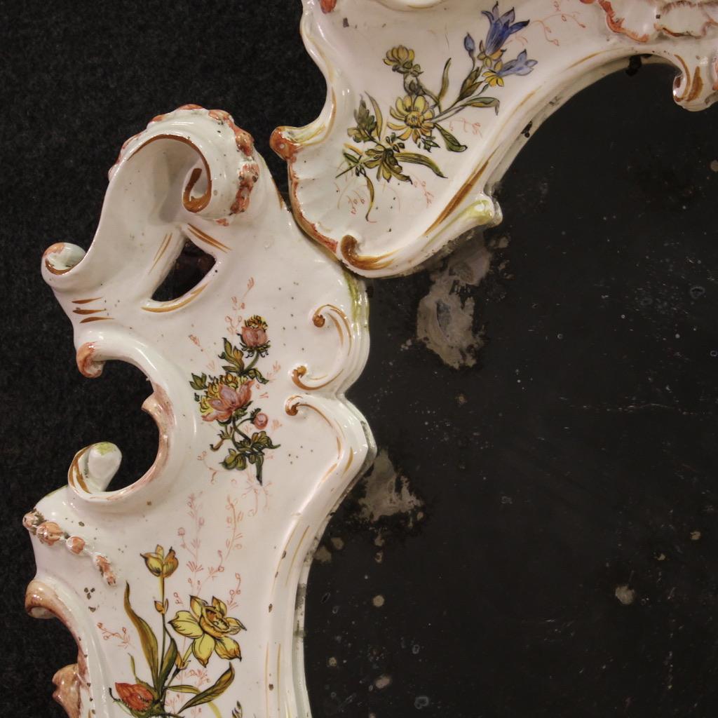 20th Century Painted Ceramic Italian Mirror, 1920 For Sale 7