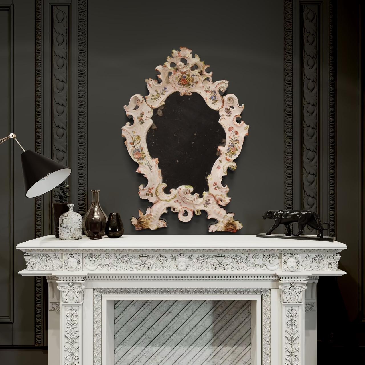 20th Century Painted Ceramic Italian Mirror, 1920 For Sale 10