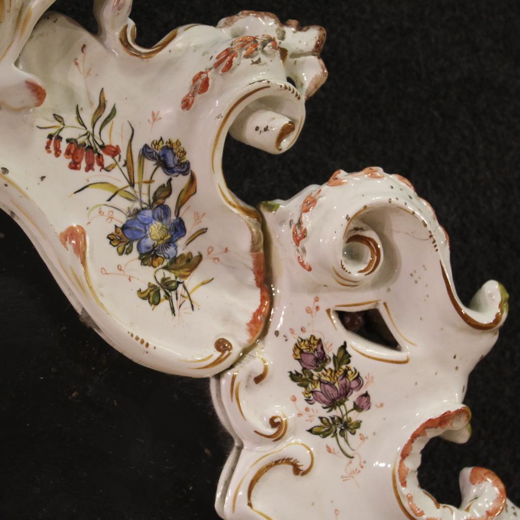 Early 20th Century 20th Century Painted Ceramic Italian Mirror, 1920 For Sale