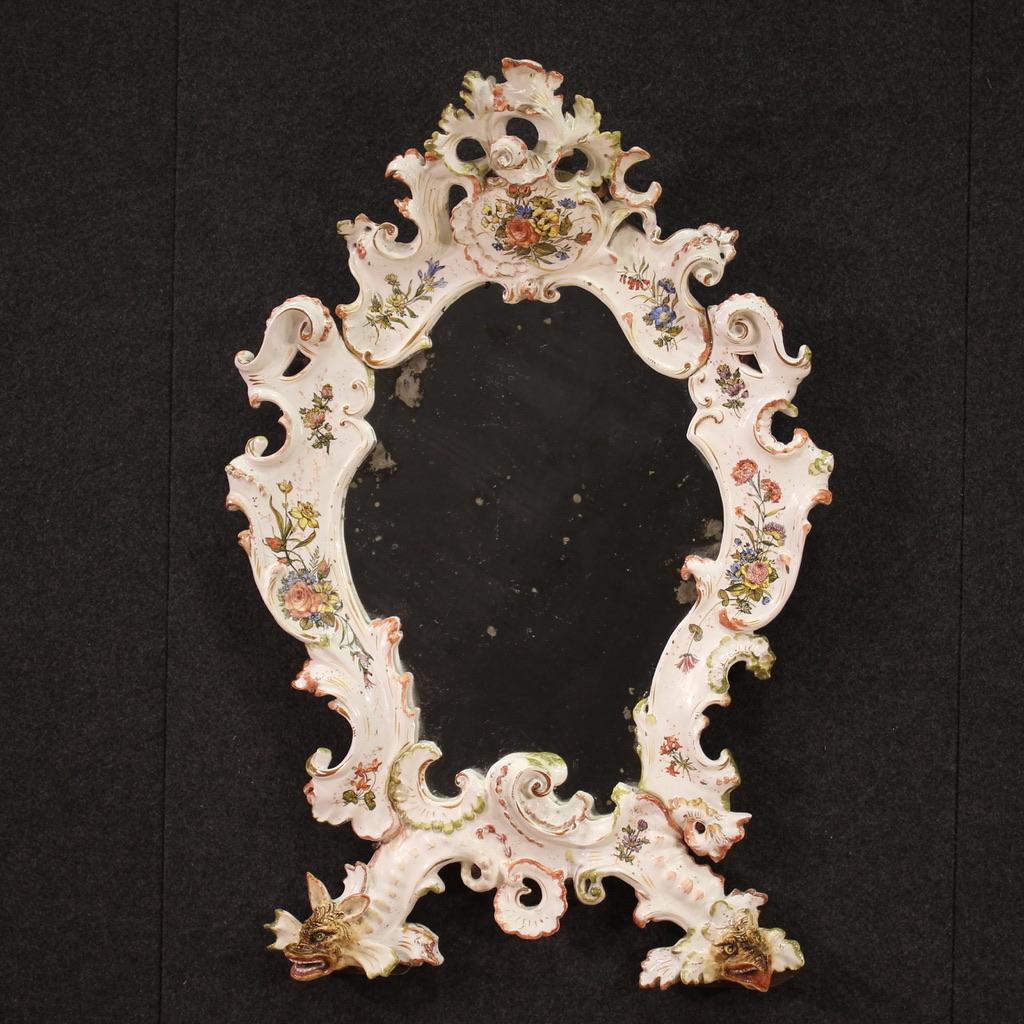 20th Century Painted Ceramic Italian Mirror, 1920 For Sale 3