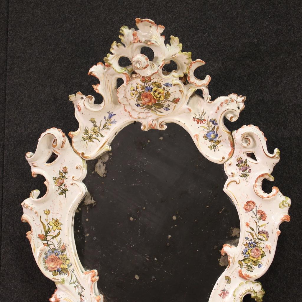 20th Century Painted Ceramic Italian Mirror, 1920 For Sale 4