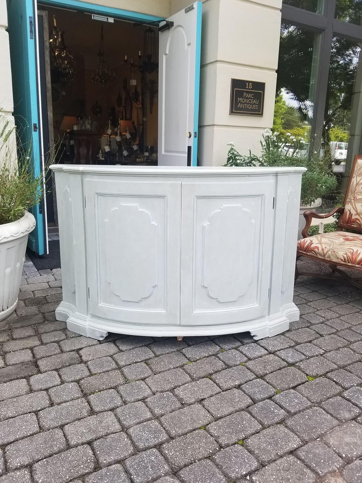 20th century painted demilune cabinet / credenza, custom finish
18