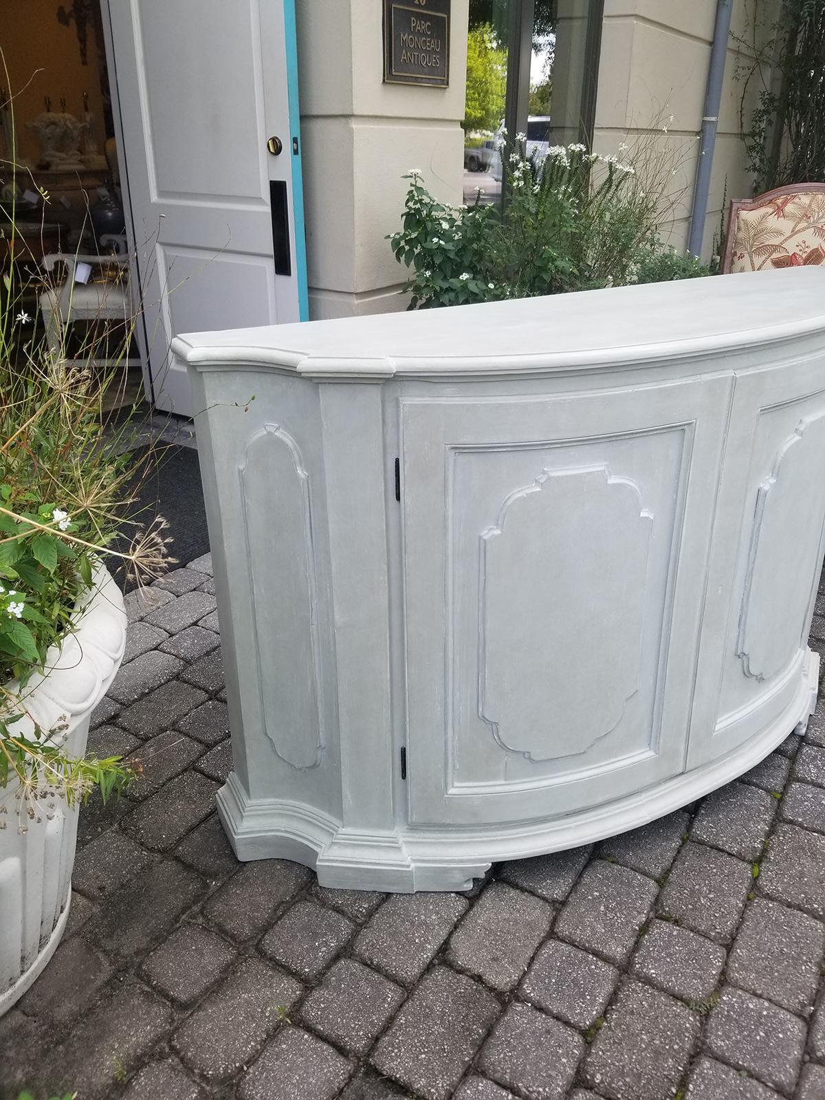 20th Century Painted Demilune Cabinet / Credenza, Custom Finish In Good Condition In Atlanta, GA