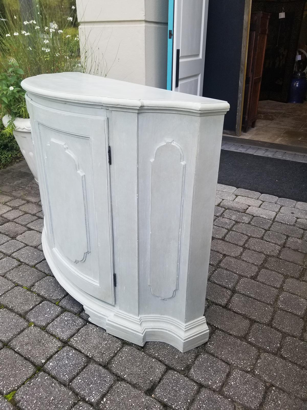 Wood 20th Century Painted Demilune Cabinet / Credenza, Custom Finish