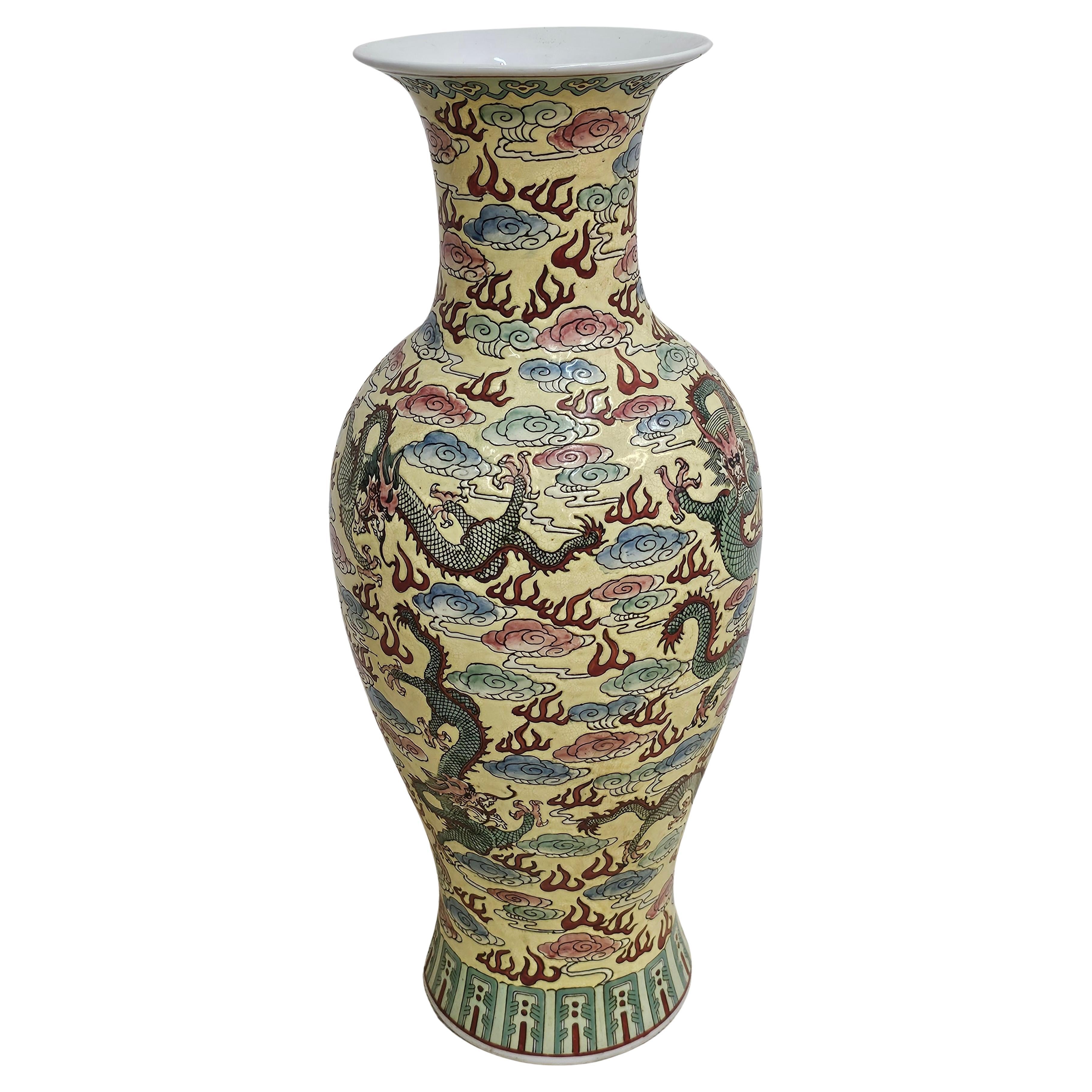20th Century Painted Enameled Drilled Chinese  Vase