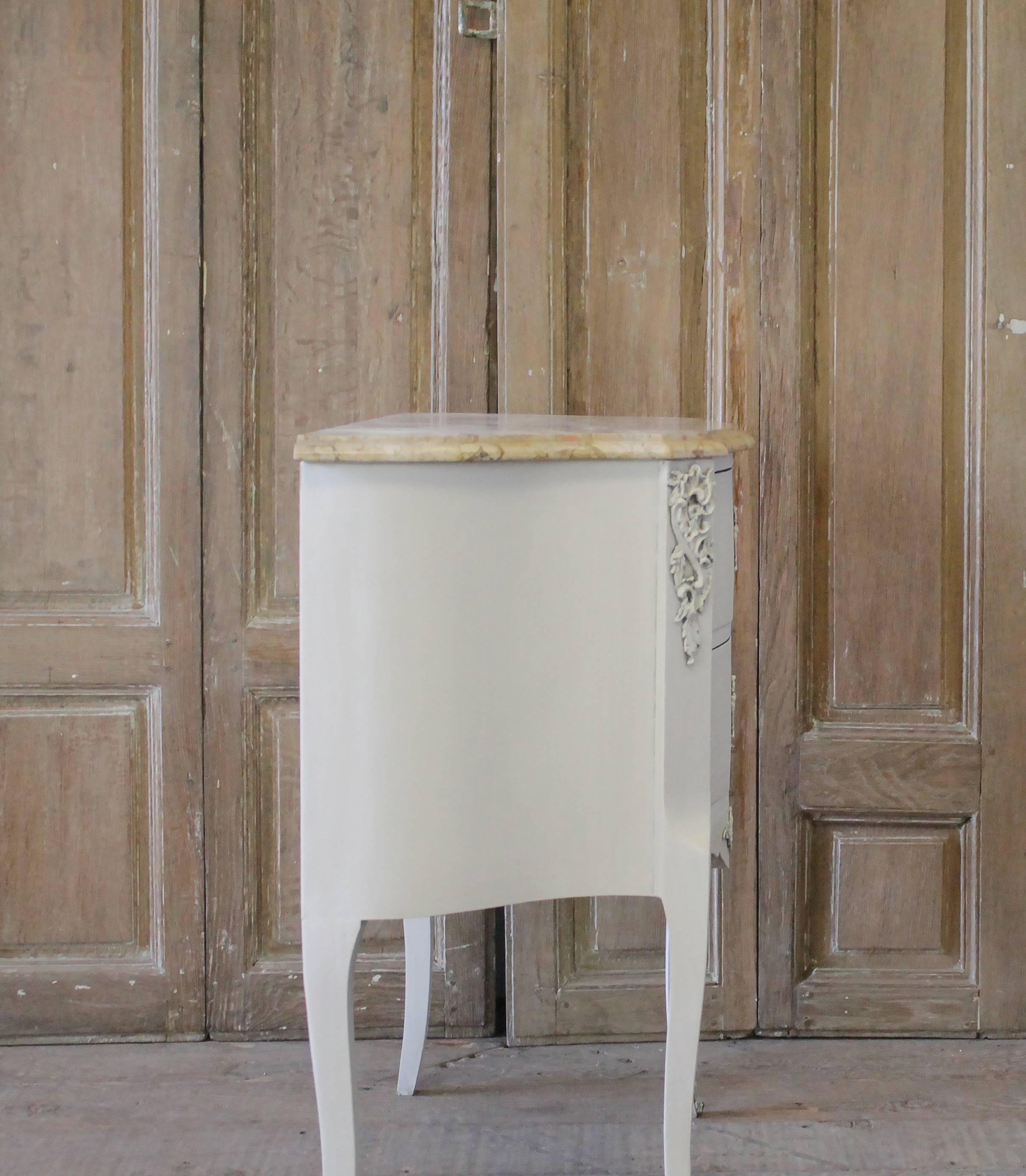 20th Century Painted French Louis XV Style Commode with Marble Top For Sale 4