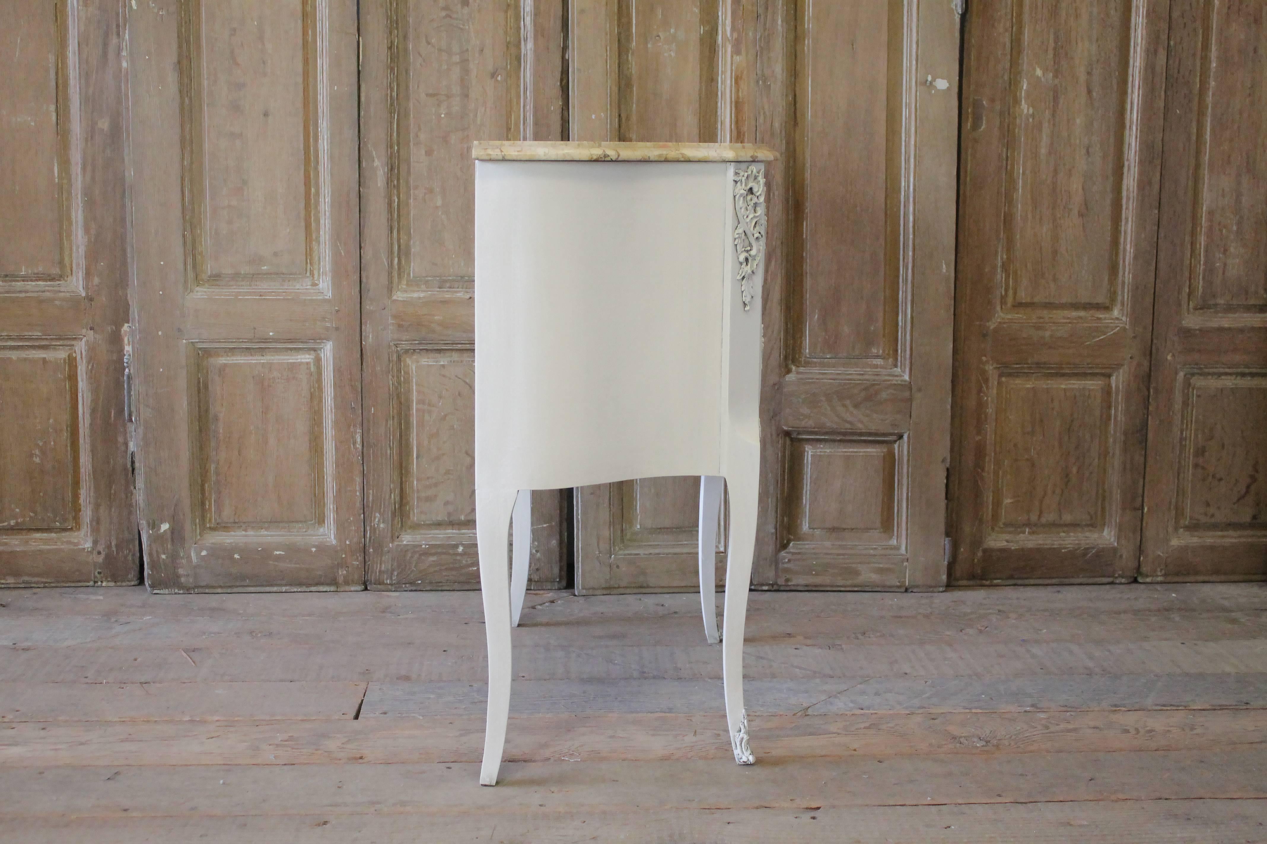 20th Century Painted French Louis XV Style Commode with Marble Top For Sale 5