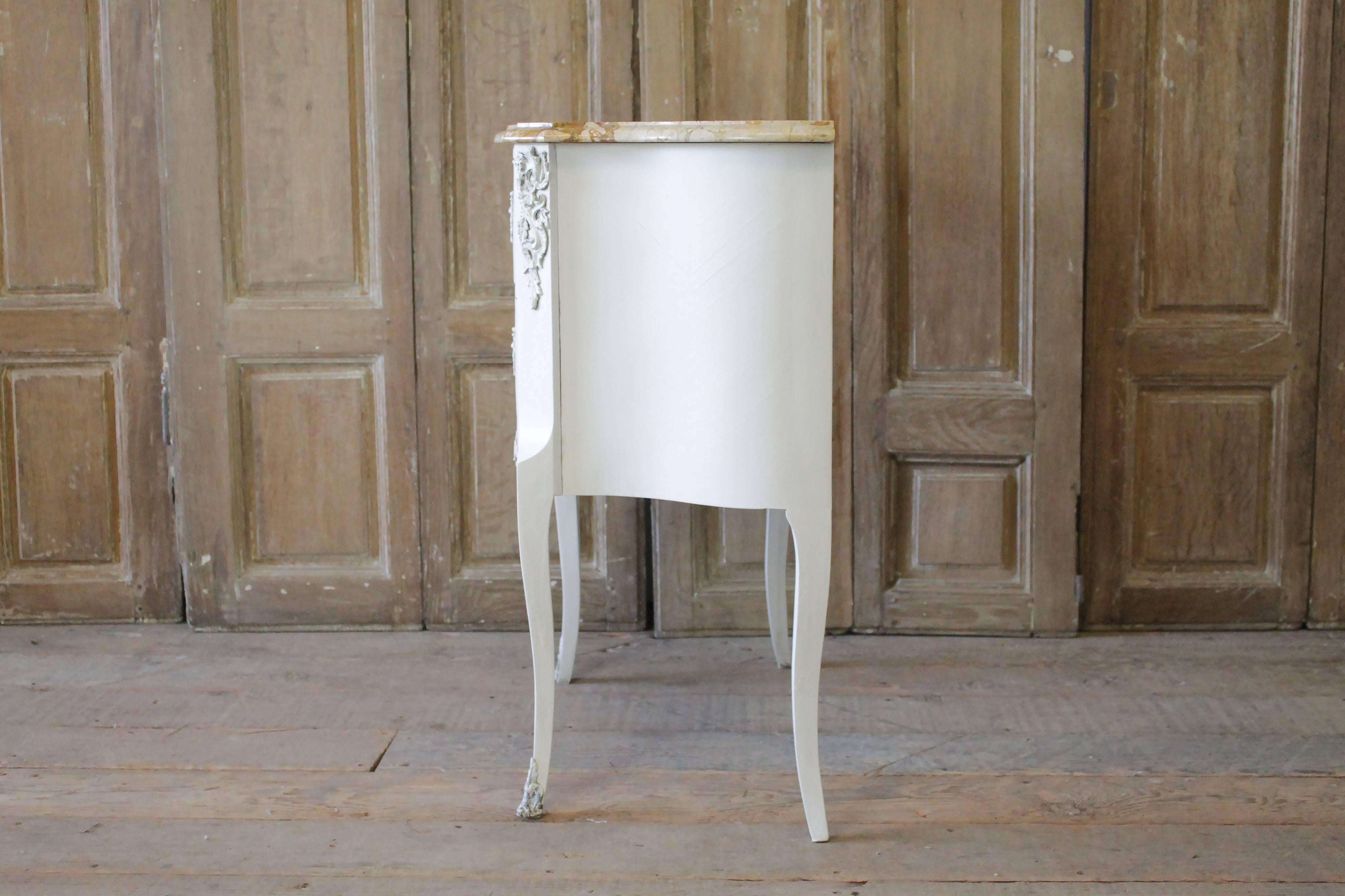 20th Century Painted French Louis XV Style Commode with Marble Top For Sale 2