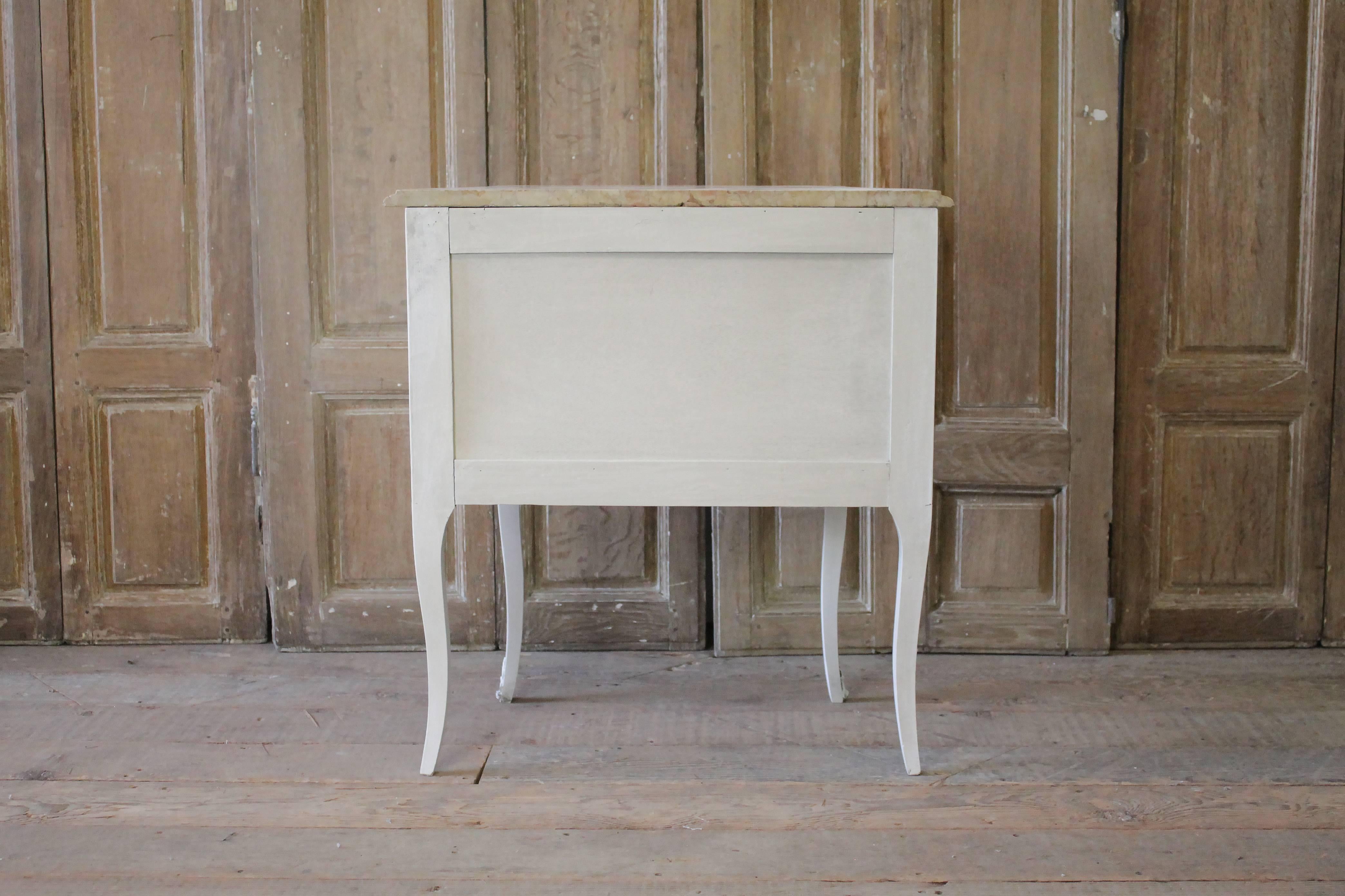 20th Century Painted French Louis XV Style Commode with Marble Top For Sale 3