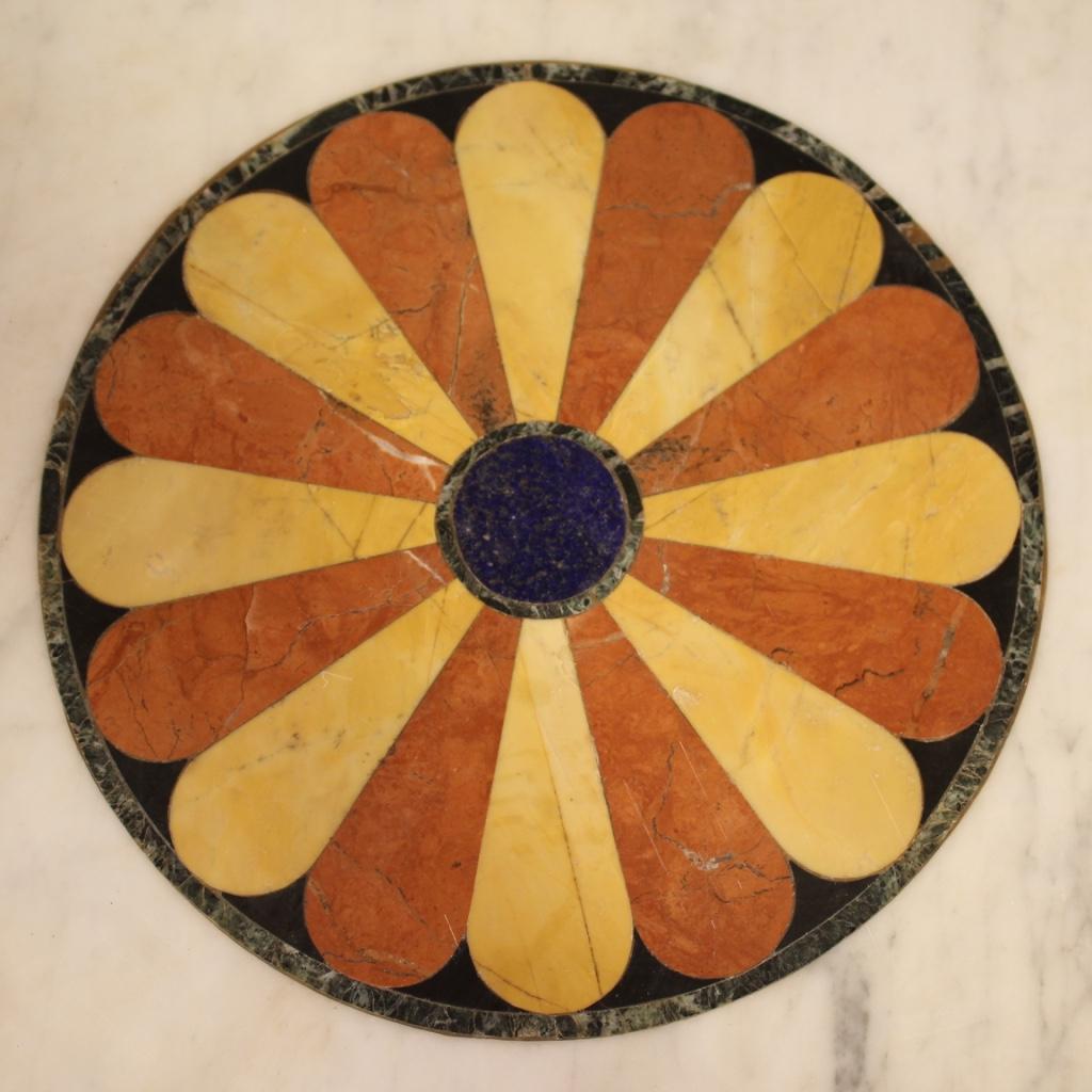 20th Century Painted Iron with Inlaid Marble Top Italian Round Table, 1960 For Sale 5