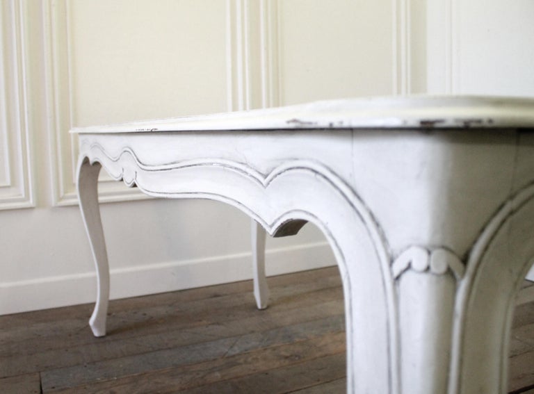 20th Century Painted Louis XV Style Country French Dining Table with Drawers For Sale 5