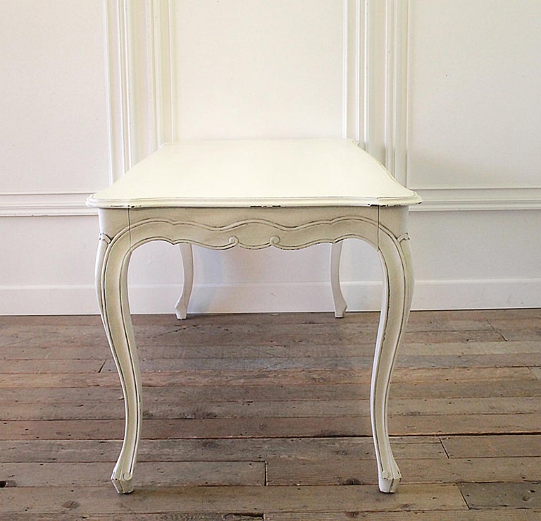 European 20th Century Painted Louis XV Style Country French Dining Table with Drawers For Sale