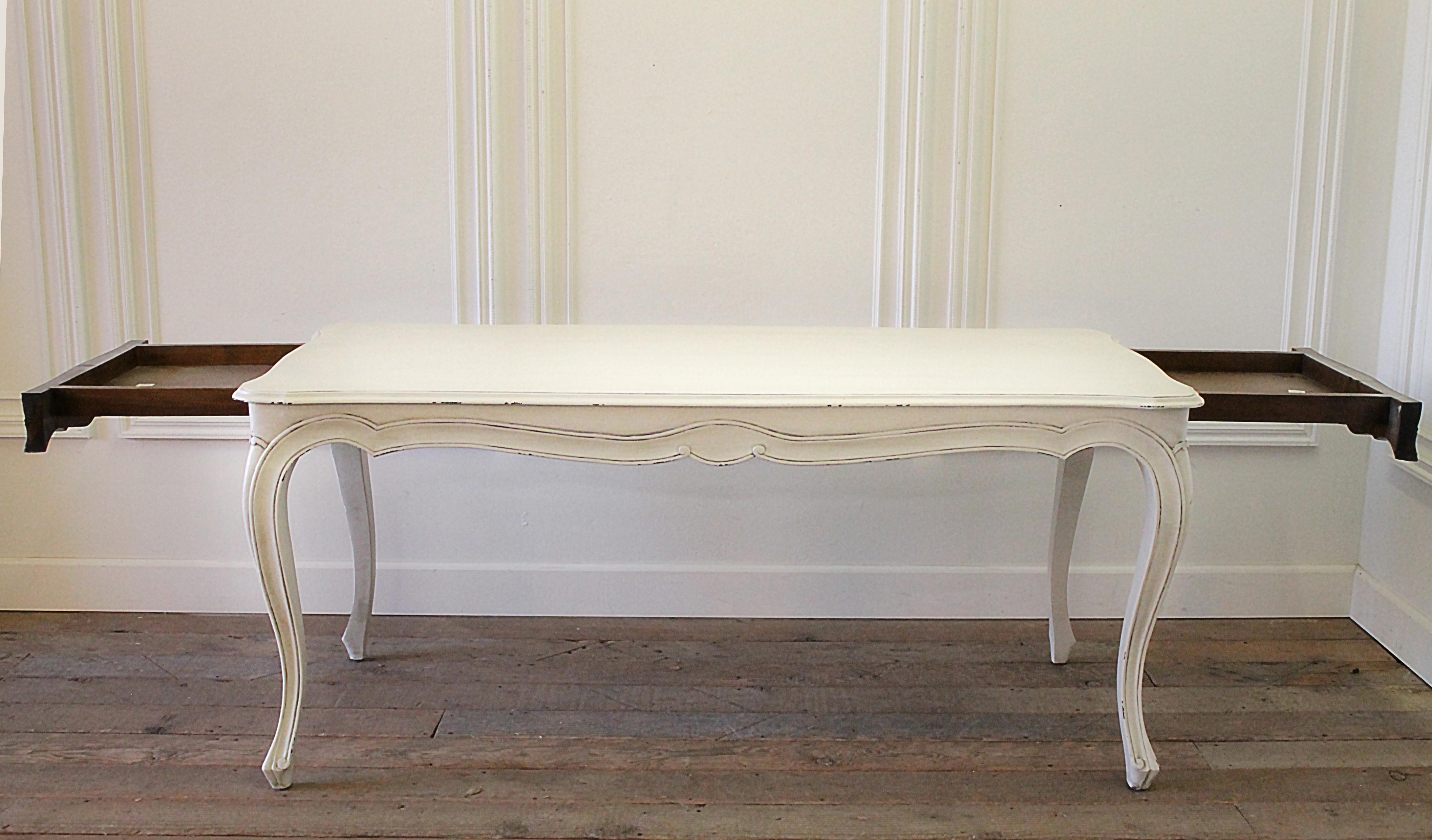 European 20th Century Painted Louis XV Style Country French Dining Table with Drawers