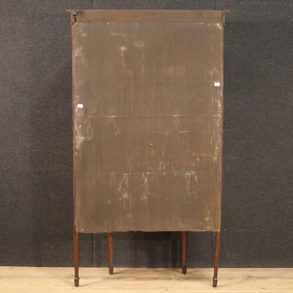 20th Century Painted Mahogany and Maple Wood English Demilune Display Cabinet 6