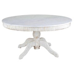 Mesa de centro o de comedor con tapa de mármol pintada del siglo XX