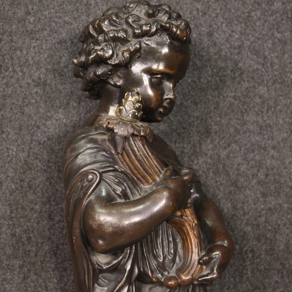 20th Century Painted Metal Antique French Cherub Sculpture 1920s For Sale 7