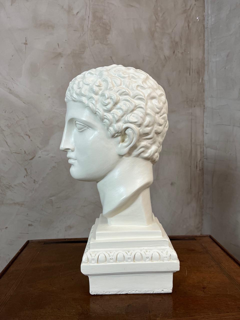 Français Buste d'Apollo en plâtre peint du 20e siècle, années 1950 en vente