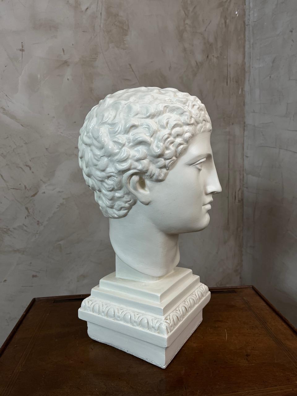 Buste d'Apollo en plâtre peint du 20e siècle, années 1950 en vente 1