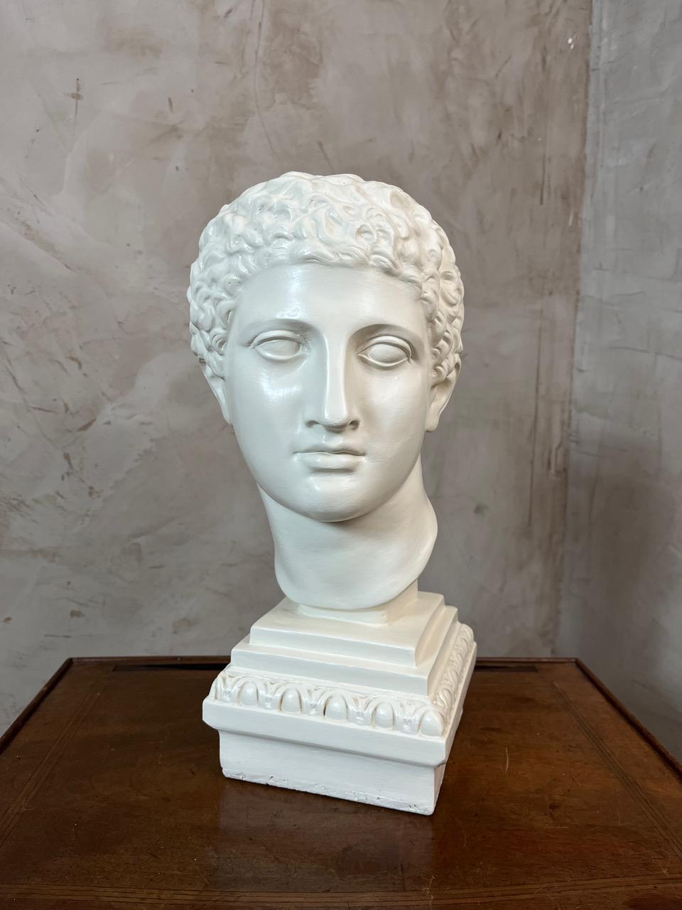 Buste d'Apollo en plâtre peint du 20e siècle, années 1950 en vente 3