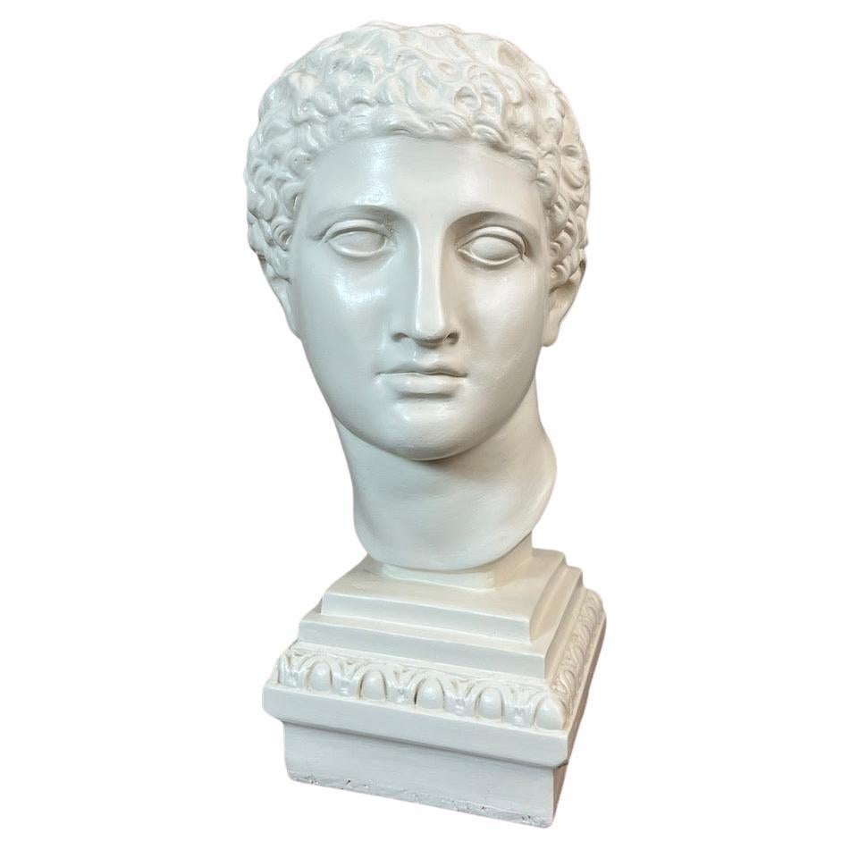 20th century Painted Plaster Apollo Bust, 1950s