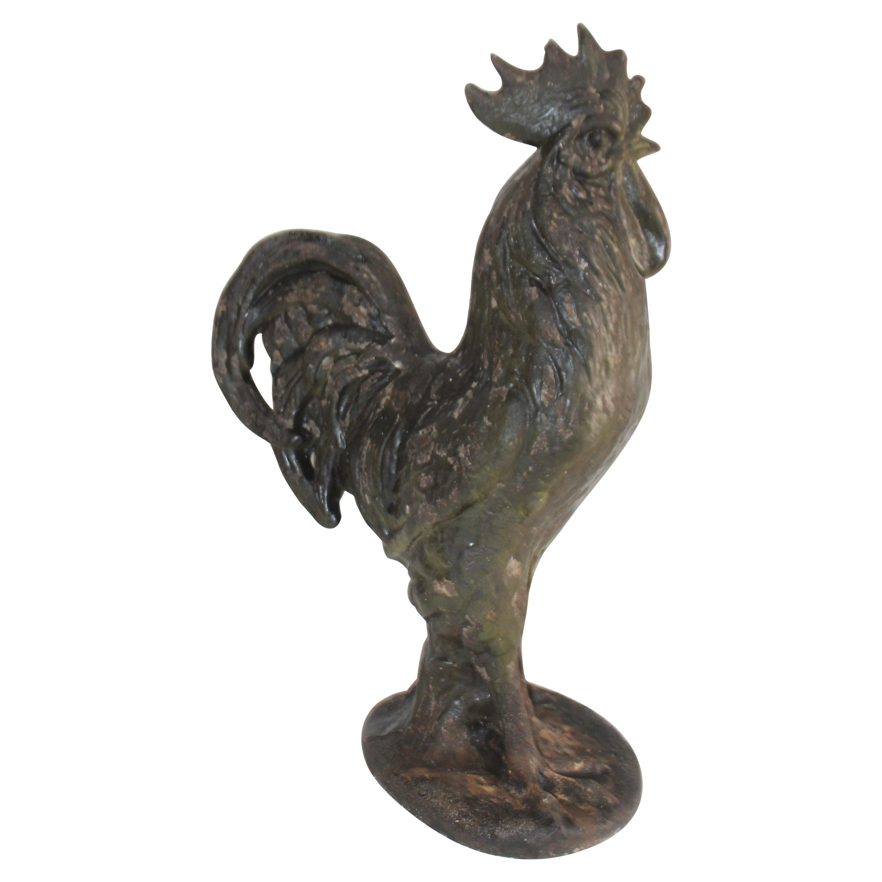 20th Century Painted Rooster Garden Ornament
