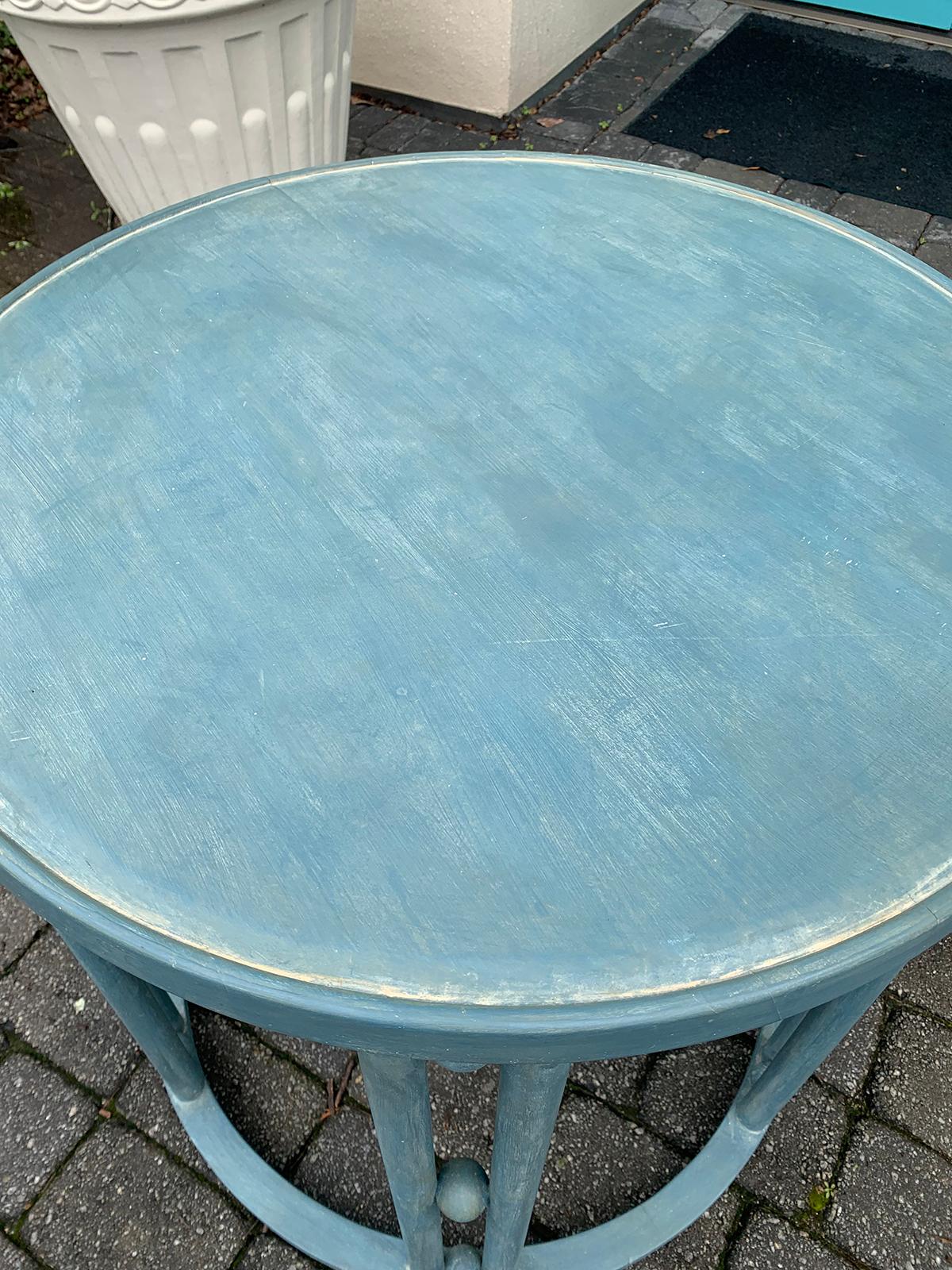 Wood 20th Century Painted Round Sculptural Center Table, Custom Finish