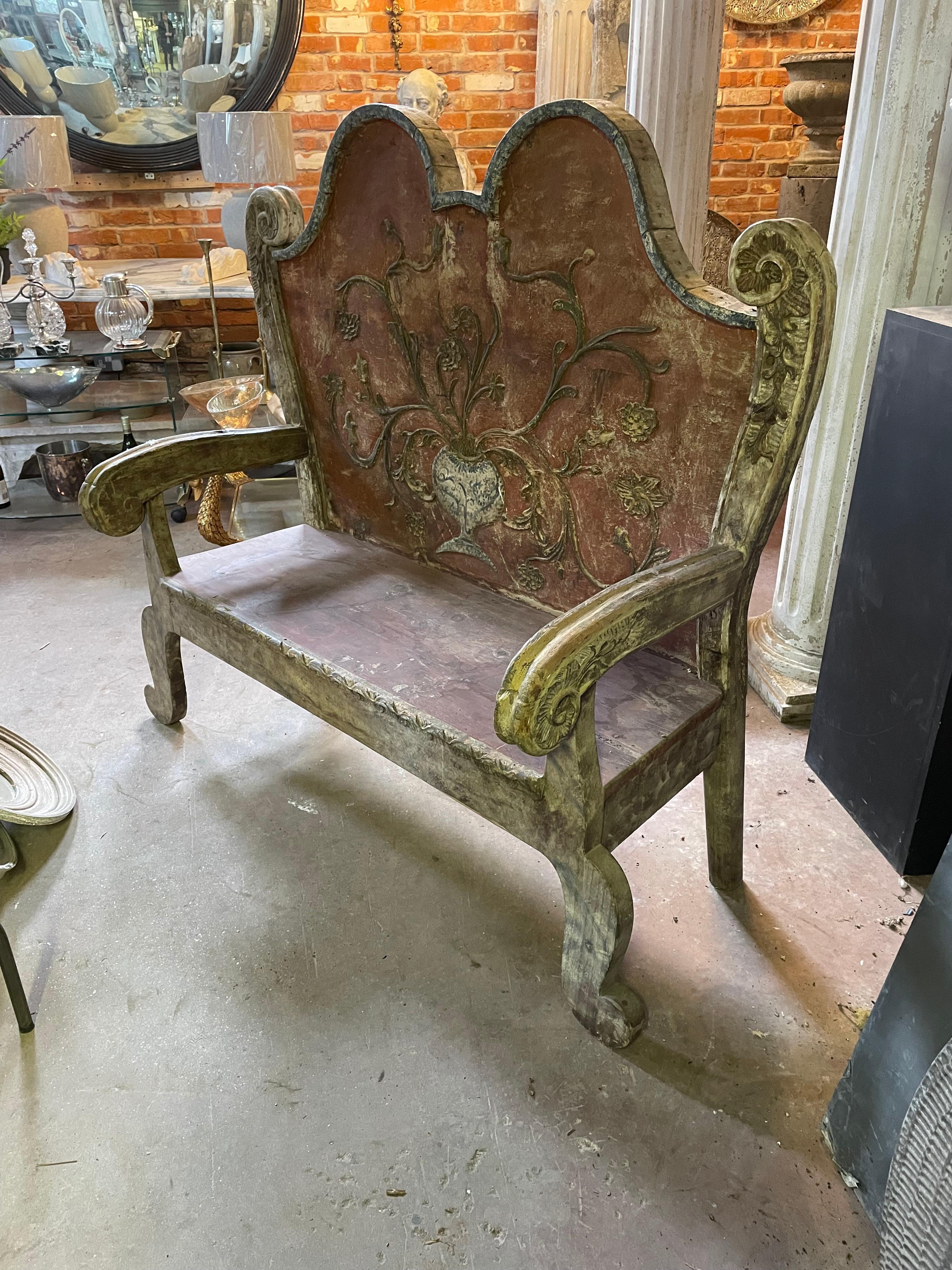European 20th Century Painted Settle / Bench For Sale